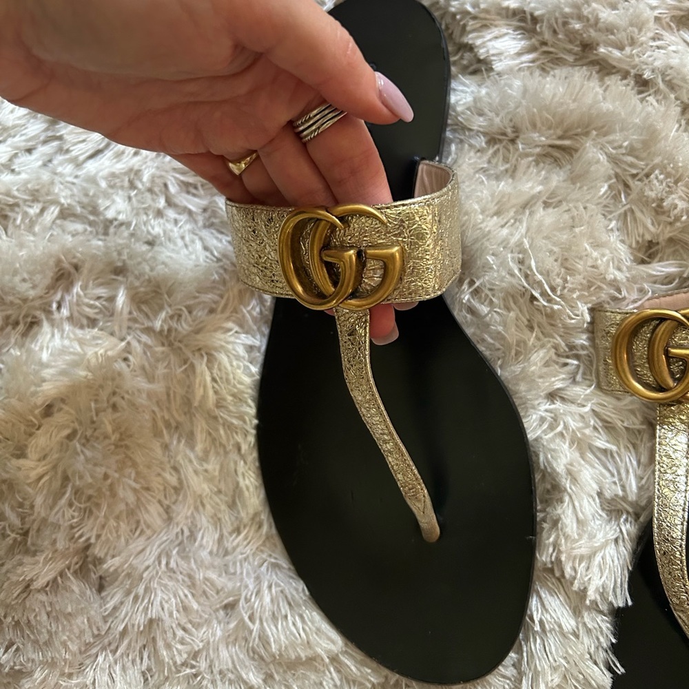 Gucci Gold Thong Sandal